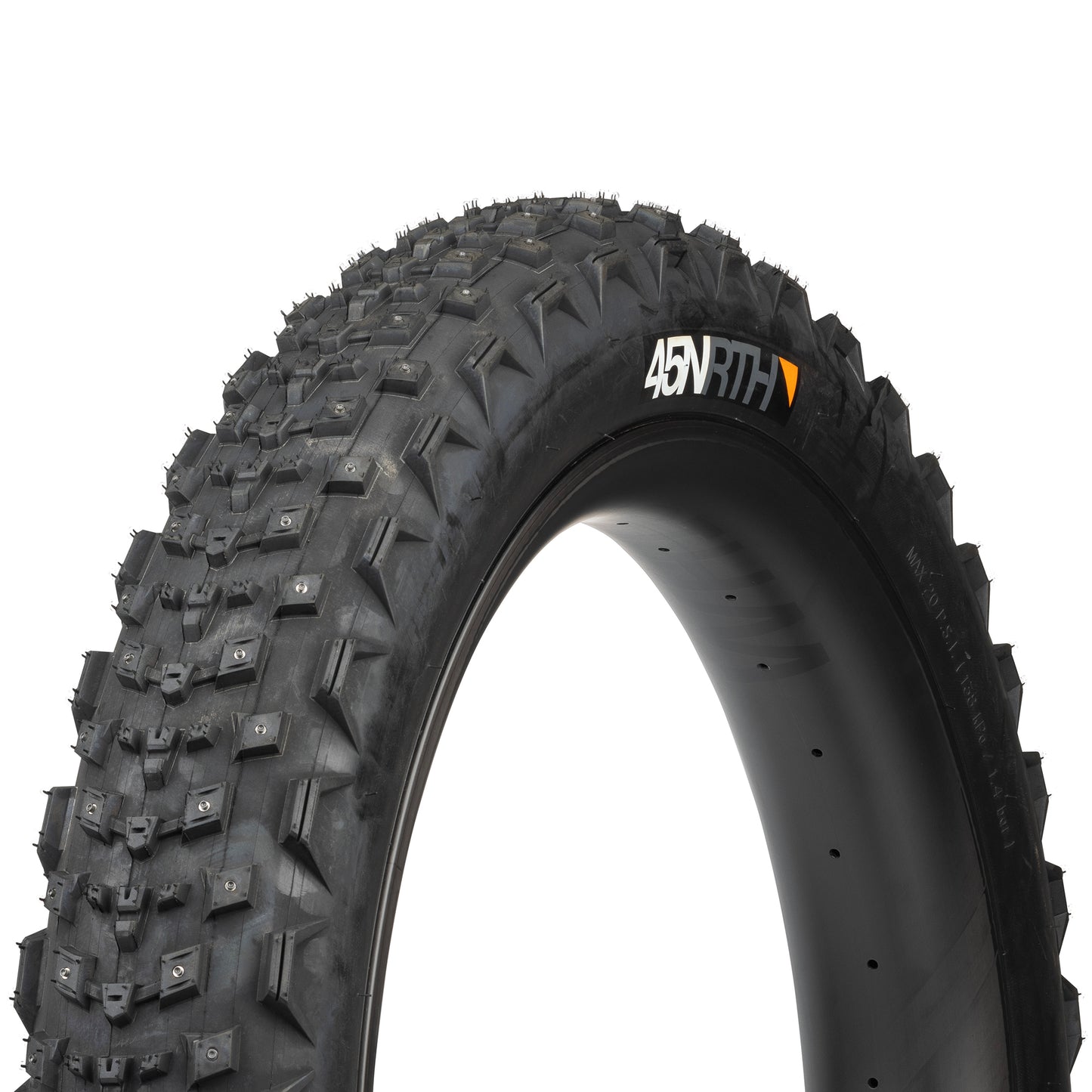45NRTH Dillinger 4 Studded Tire three-quarter view showing tread and sidewall