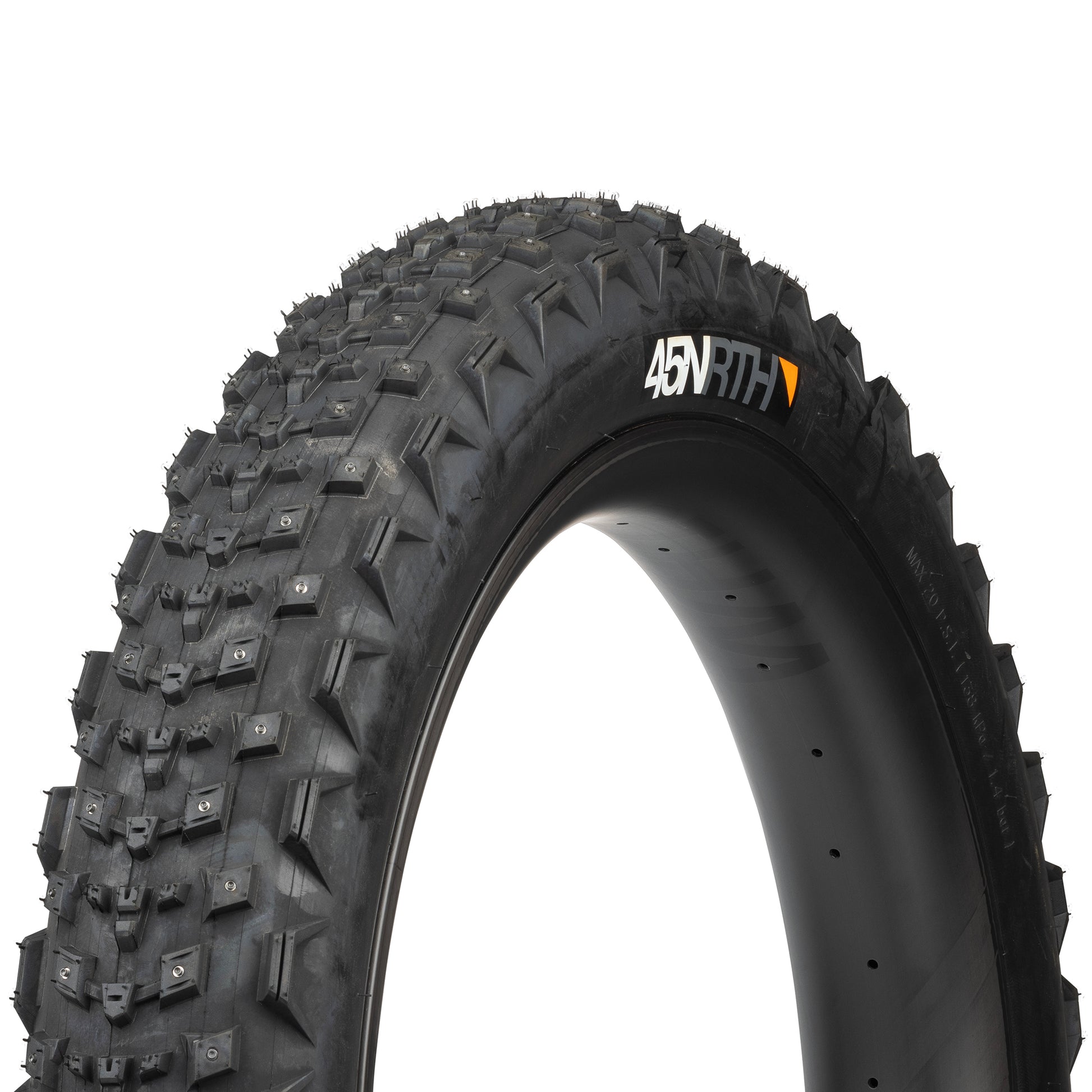 45NRTH Dillinger 4 Studded Tire three-quarter view showing tread and sidewall