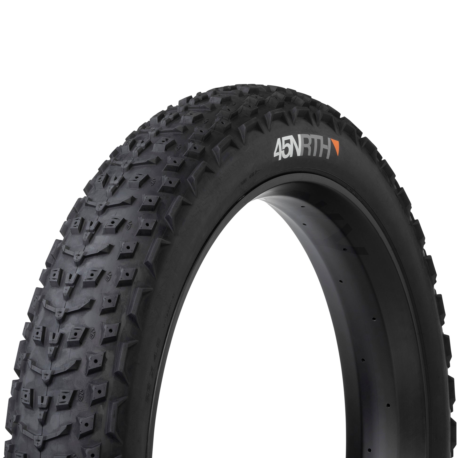 45NRTH Dillinger 5 Studdable Tire three-quarter view showing tread and sidewall