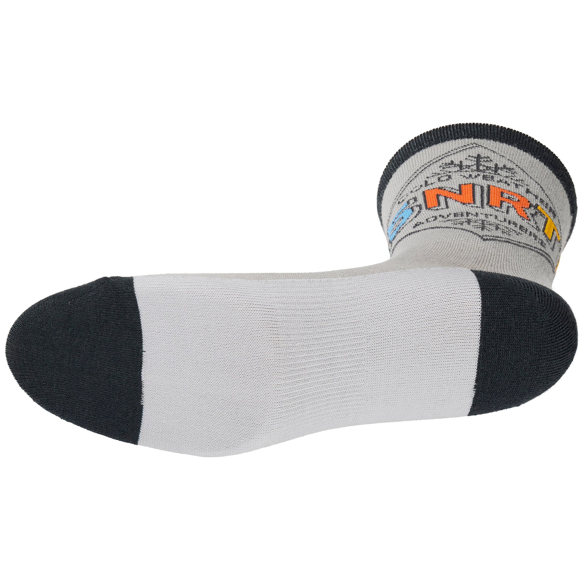 45nrth Adventure Crew Sock - Grey/Black - Bottom sole view