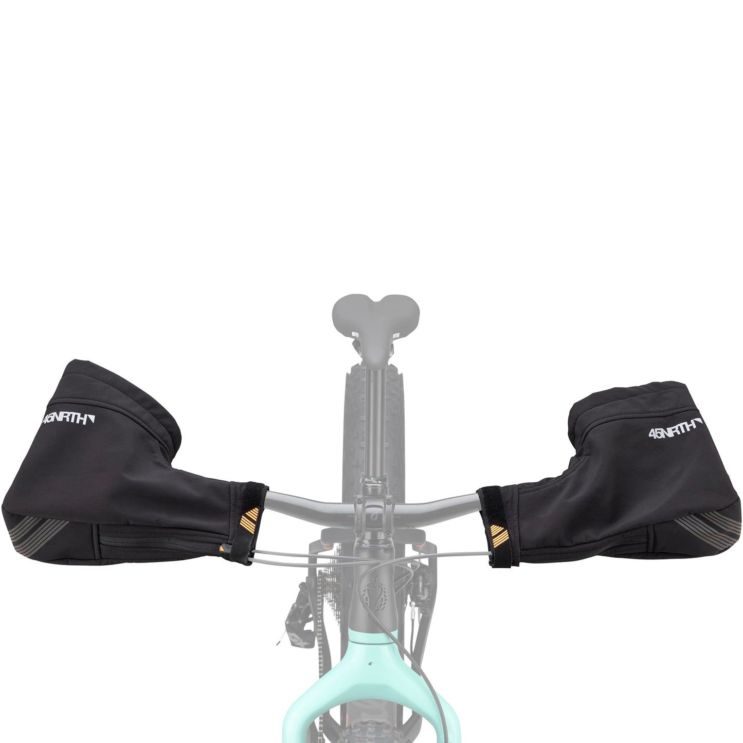 45nrth Draugenklaw Flat Bar Pogies - Black - front view on handlebars