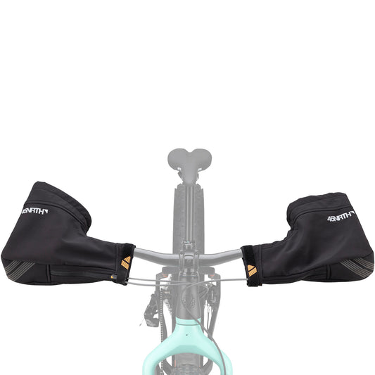 45nrth Draugenklaw Flat Bar Pogies - Black - front view on handlebars
