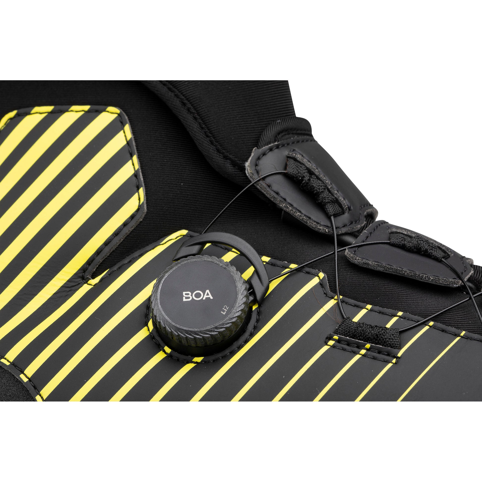 45nrth Ragnarok Tall Cycling Boot - Black/Yellow - BOA closure closeup view