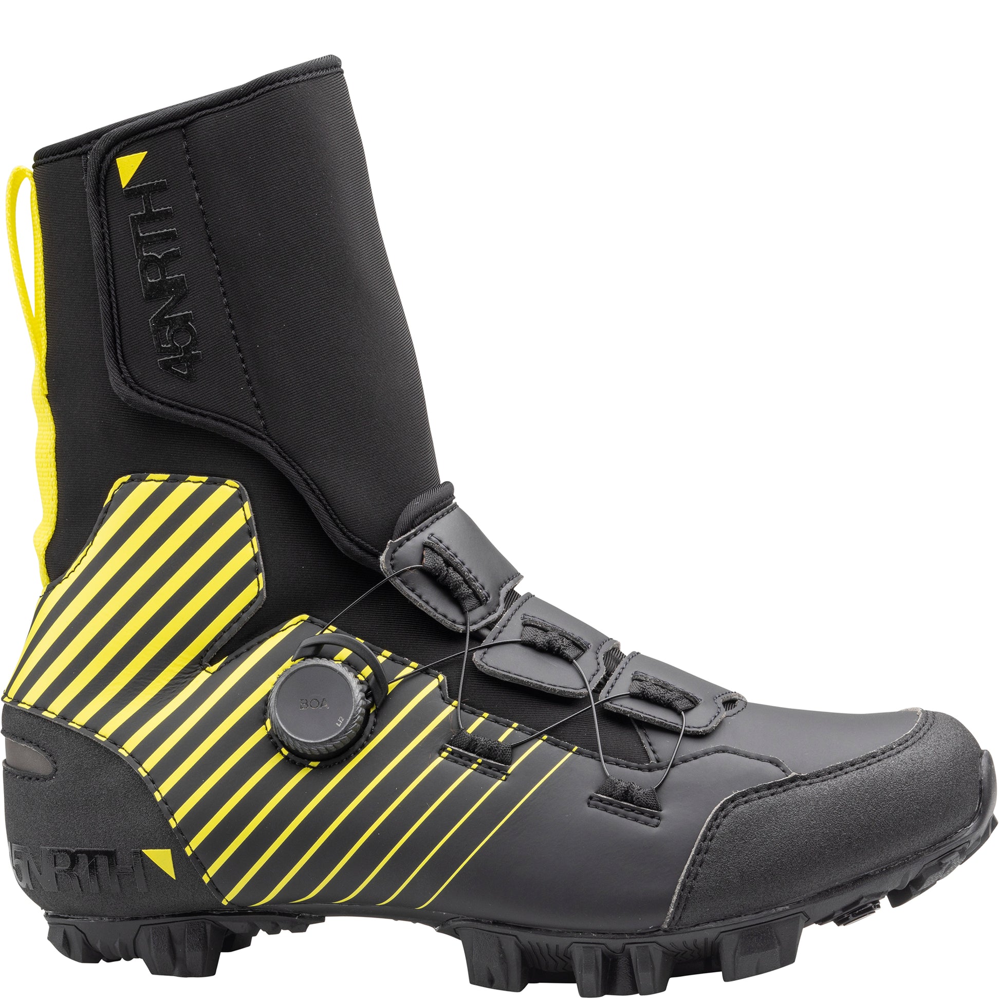 45nrth Ragnarok Tall Cycling Boot - Black/Yellow - Side view