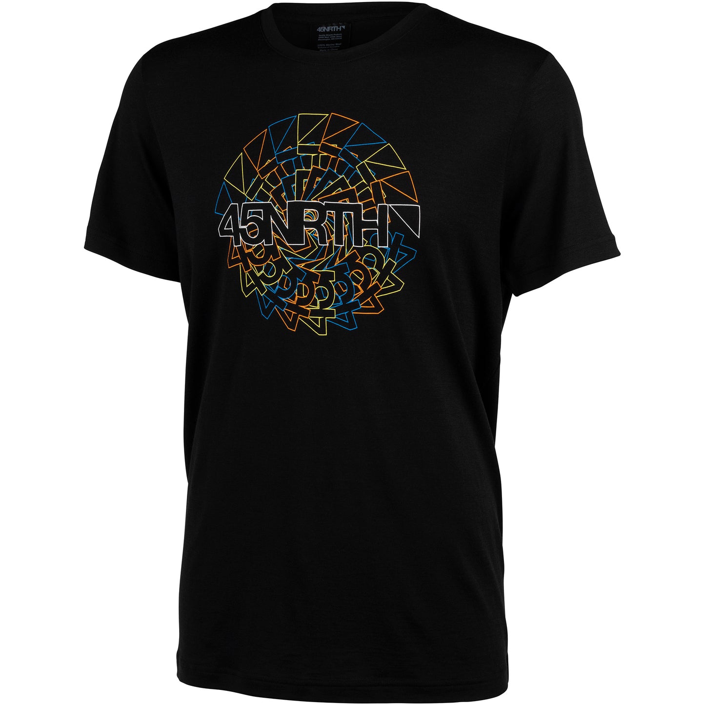 45nrth Rune Merino Wool Tshirt - Black with logo - front view
