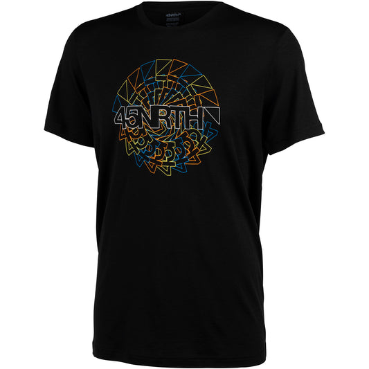 45nrth Rune Merino Wool Tshirt - Black with logo - front view