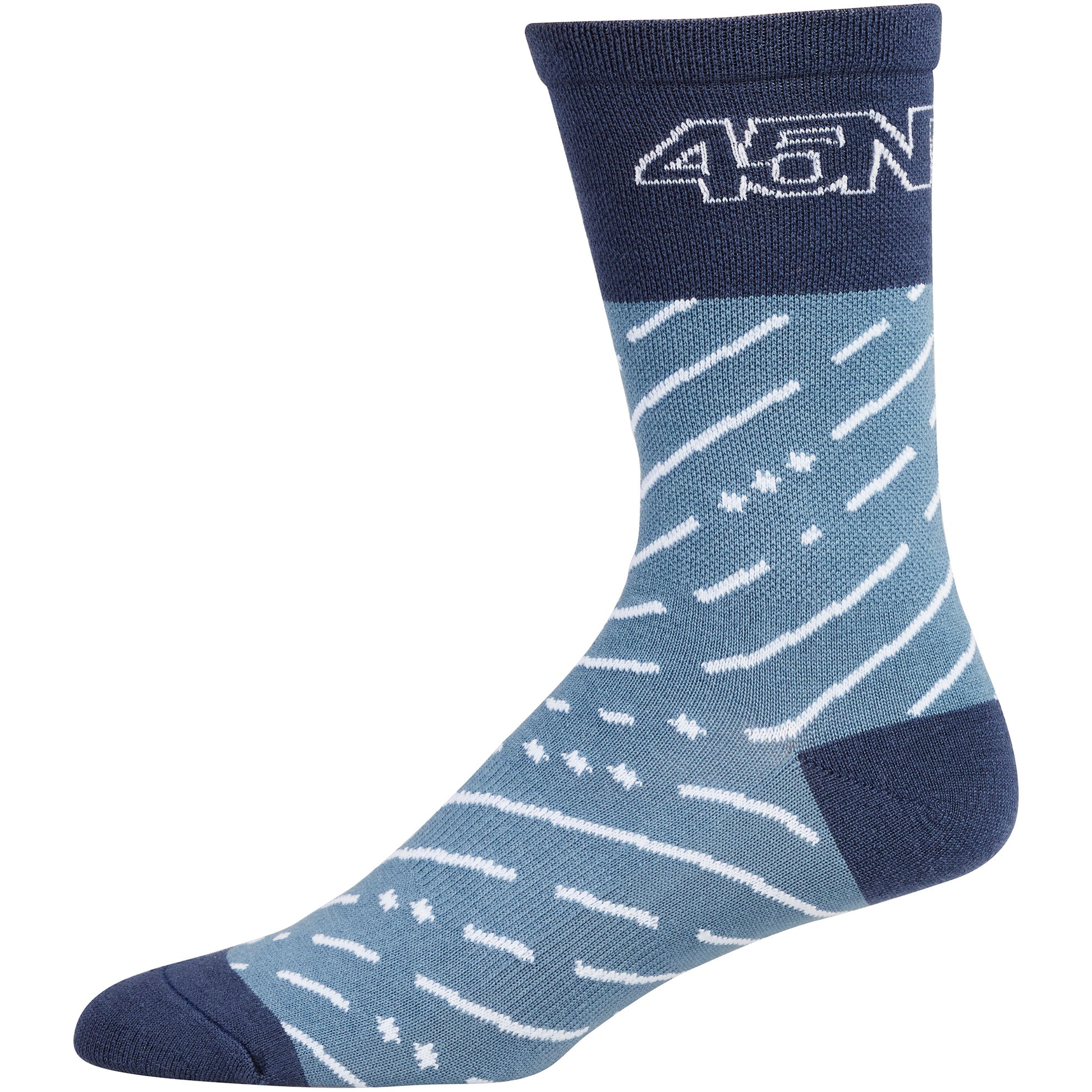 45nrth Snow Band Lightweight Sock - Blue/white - Side view