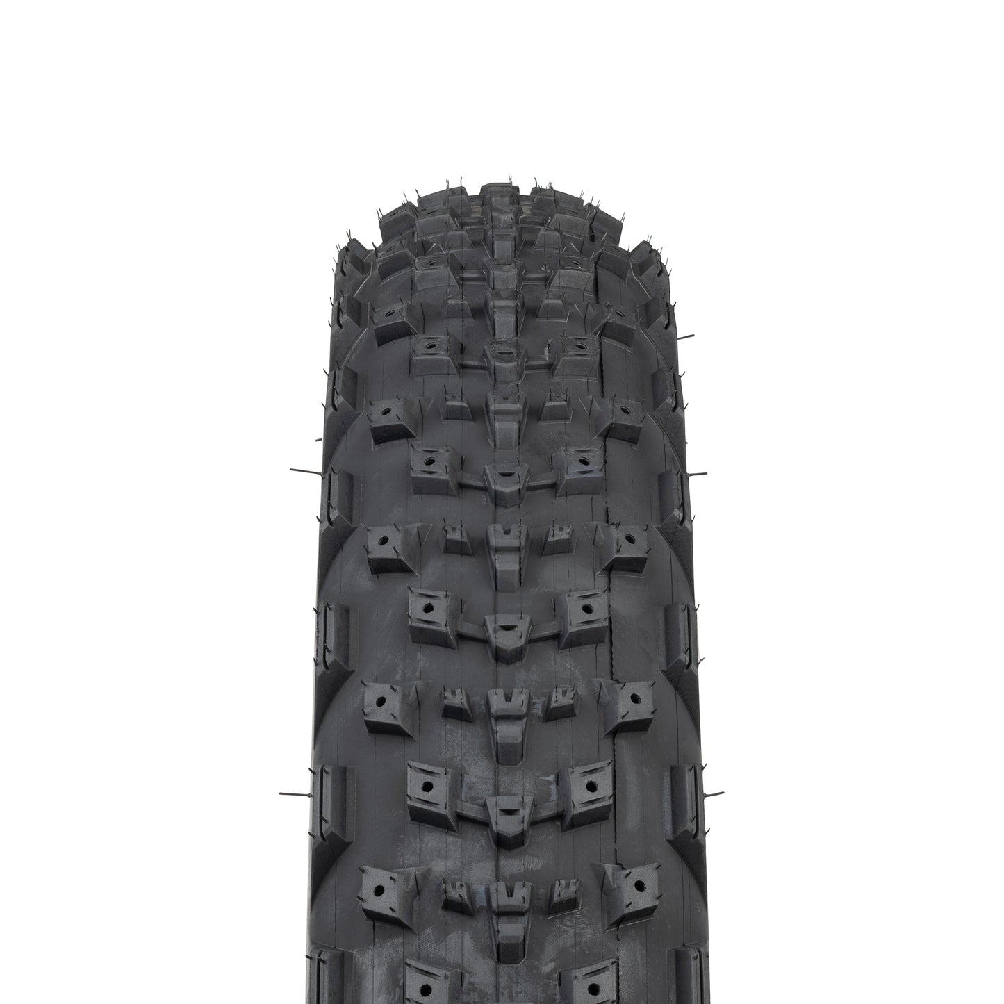 45NRTH Dillinger 4 custom studdable tire straight-on tread view