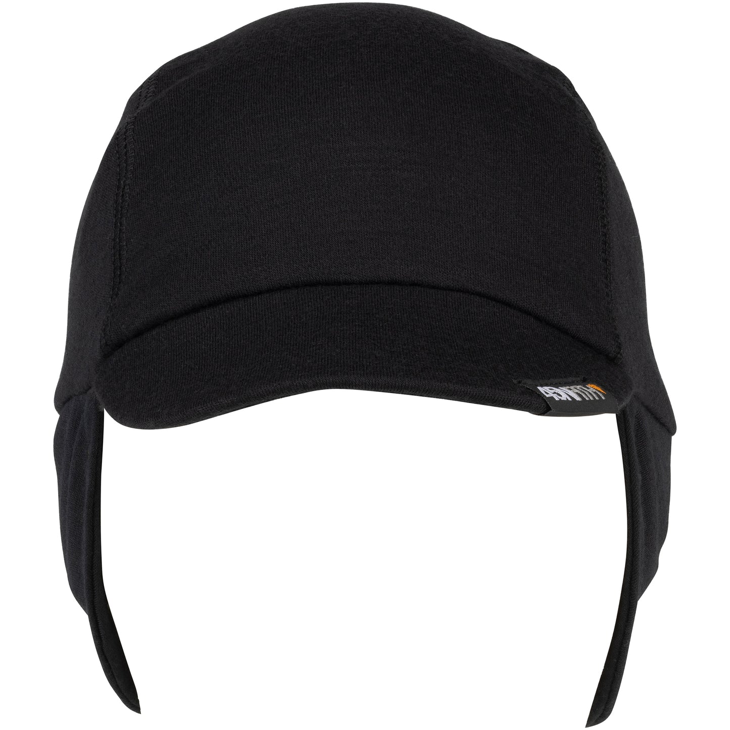 45NRTH Greezy Cap black front view showing ear coverage