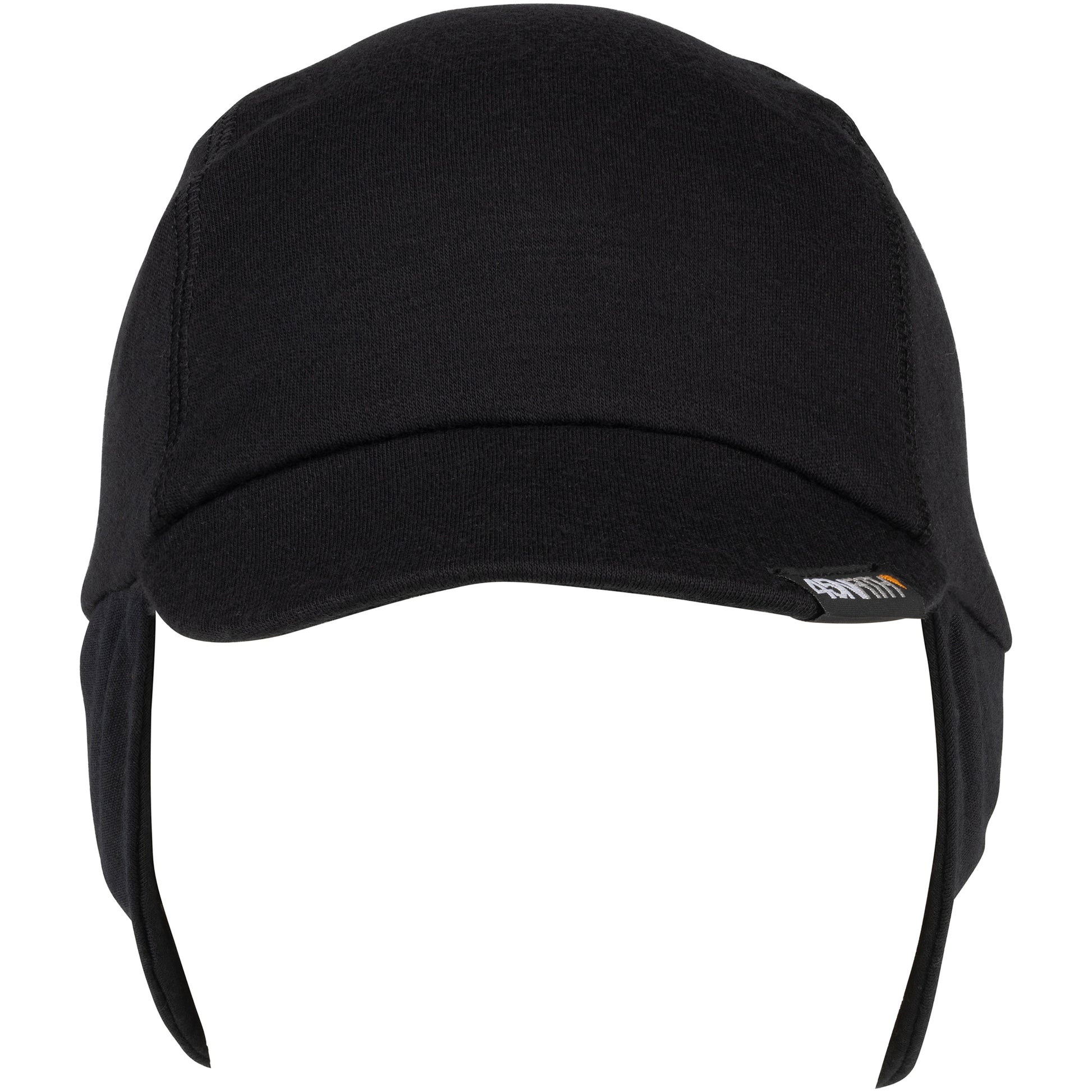 45NRTH Greezy Cap black front view showing ear coverage