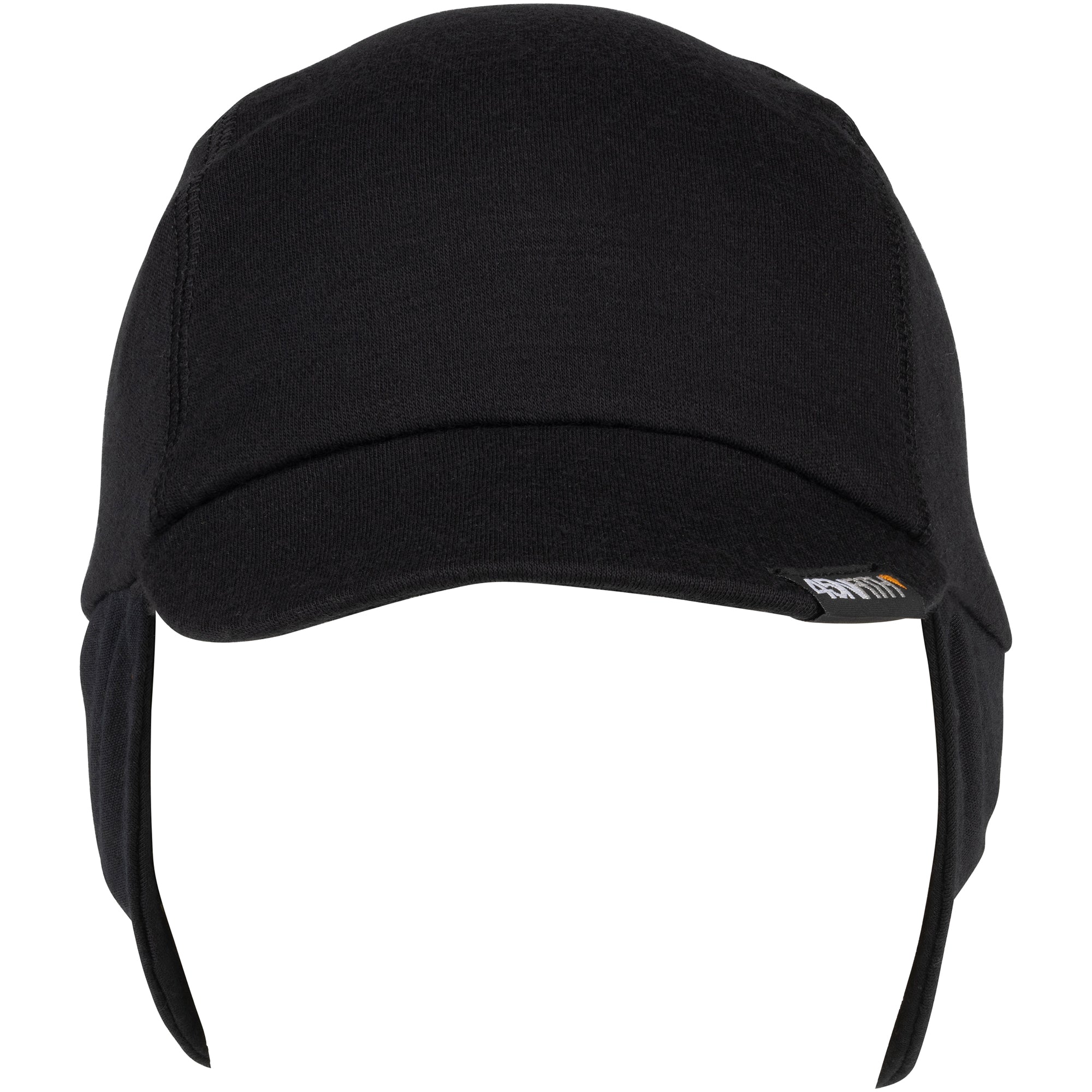 45NRTH Greezy Cap black front view showing ear coverage