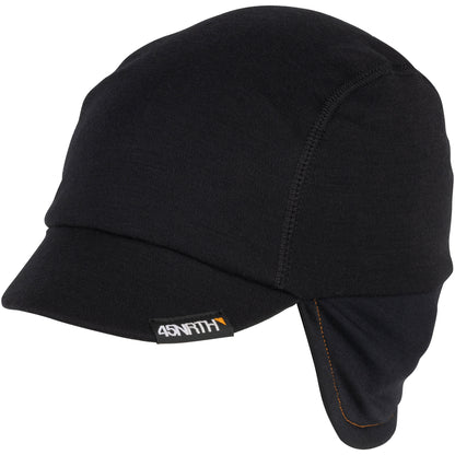 45NRTH Greezy Cap black three-quarter front view showing 45NRTH logo on visor