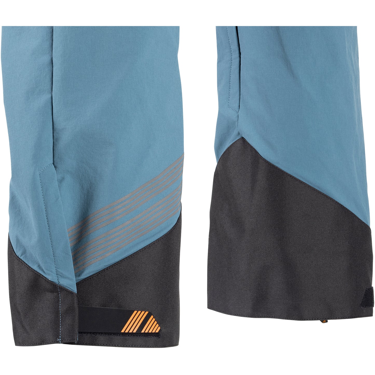 45NRTH Men's Naughtvind Pants Blue detail view of adjustable and reinforced cuffs