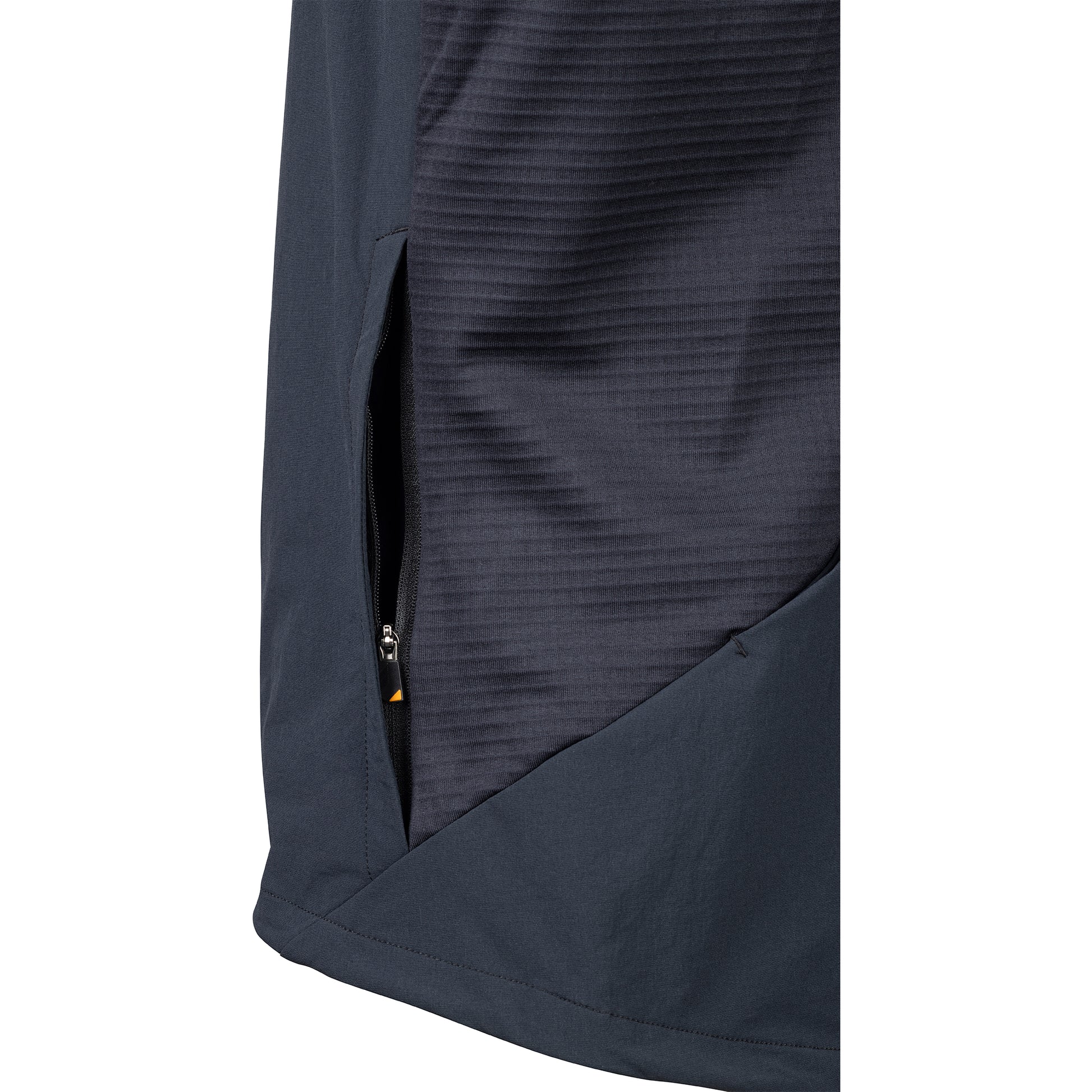 45NRTH Naughtvind Vest side view detail of zippered pocket open