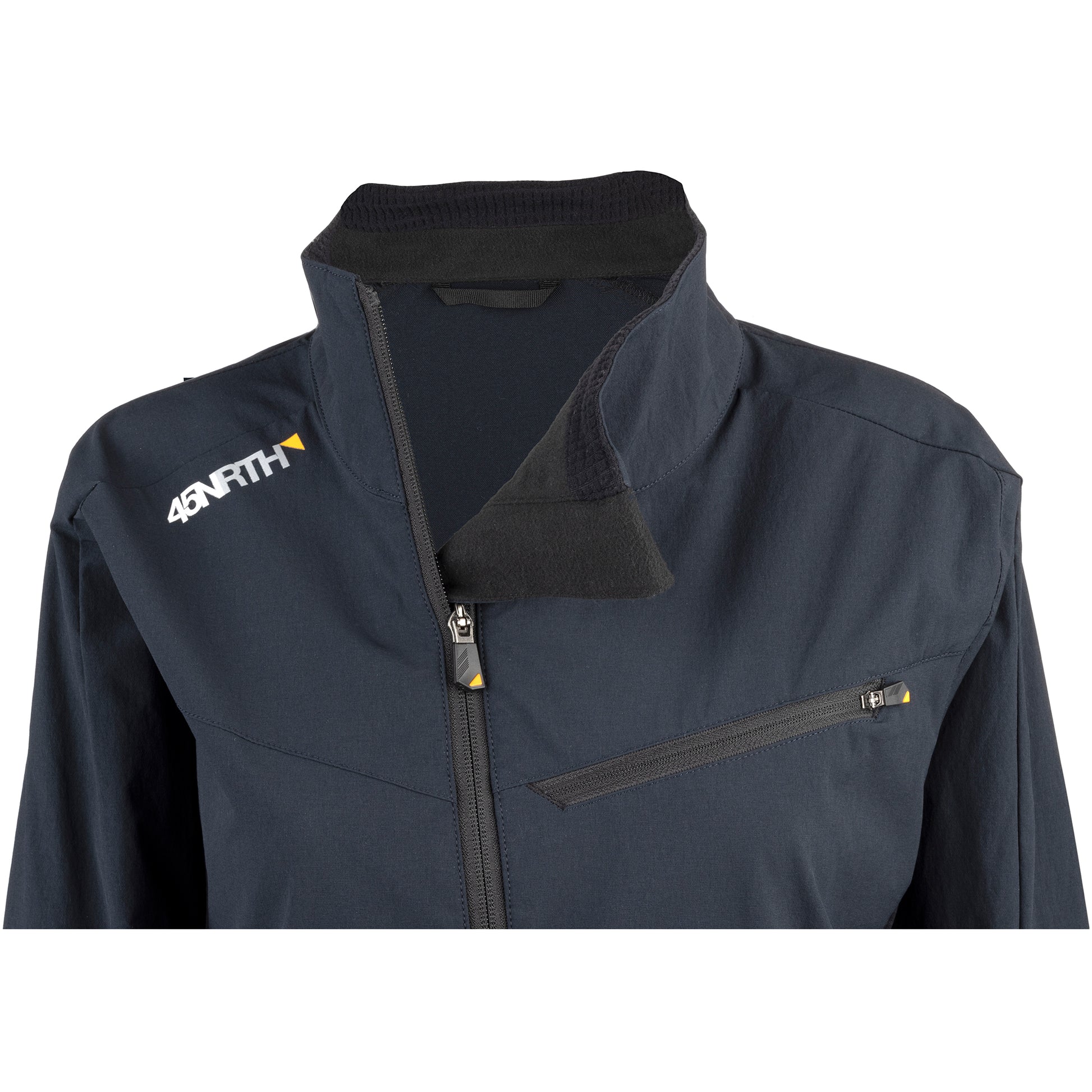45NRTH Naughtvind Women's Jacket front view neck zipper open detail