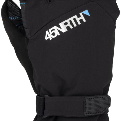 45NRTH Sturmfist 3 Glove black back close-up of 45NRTH logo and hook and loop closure