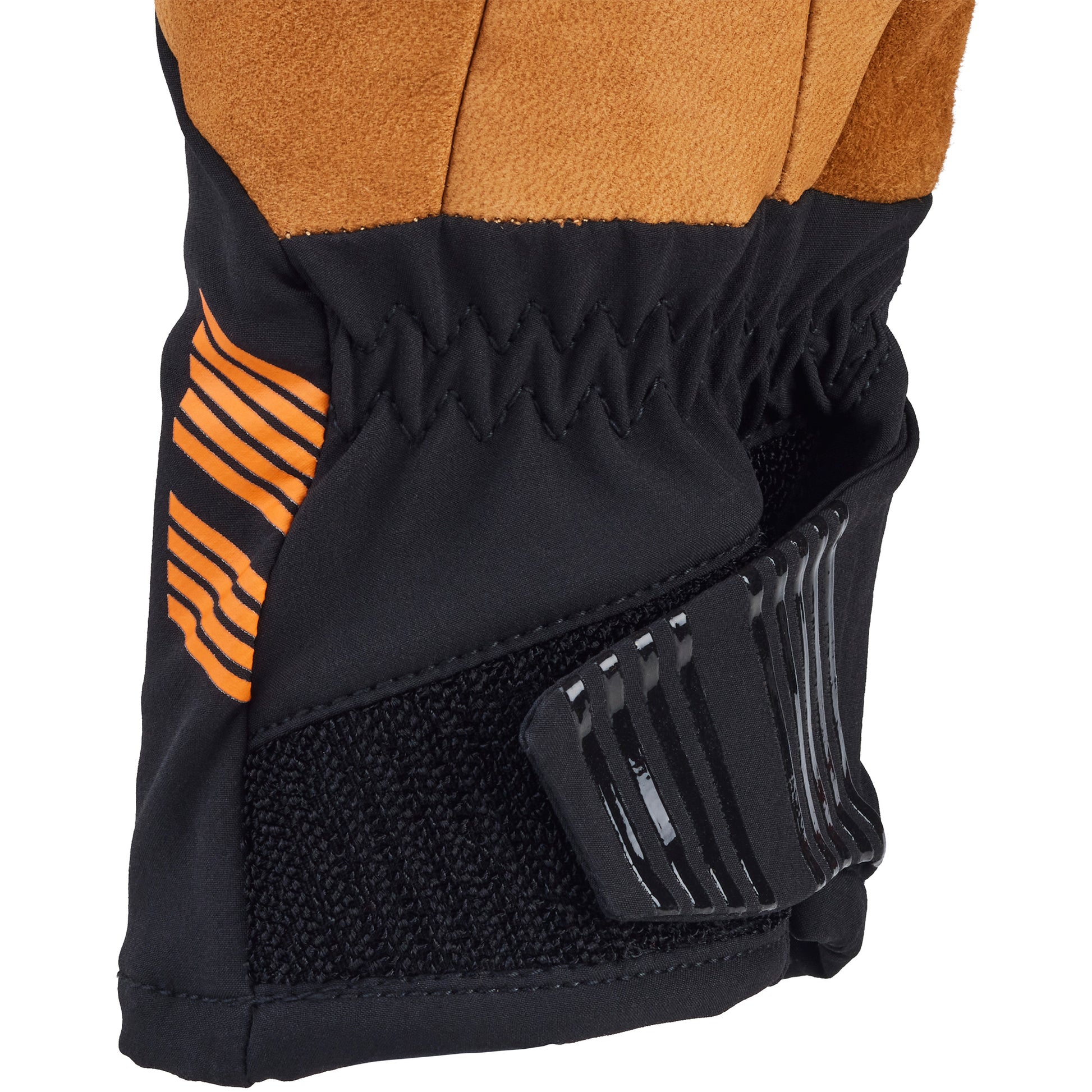 45NRTH Sturmfist 5 Leather Glove palm view detail of Velcro closure at cuff