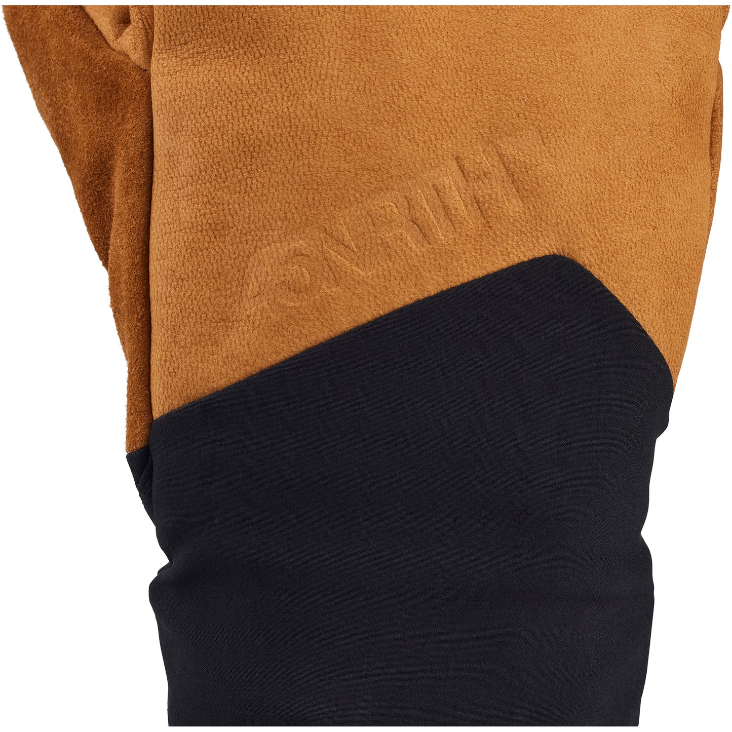45NRTH Sturmfist 5 Leather Glove back of hand view detail of 45NRTH logo stamped in leather
