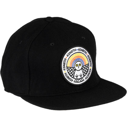 45NRTH Winter Wonder Wool Snapback Hat - Black, three-quarter front view