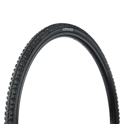45NRTH Xerxes Tire studded three-quarter view showing tread and sidewall