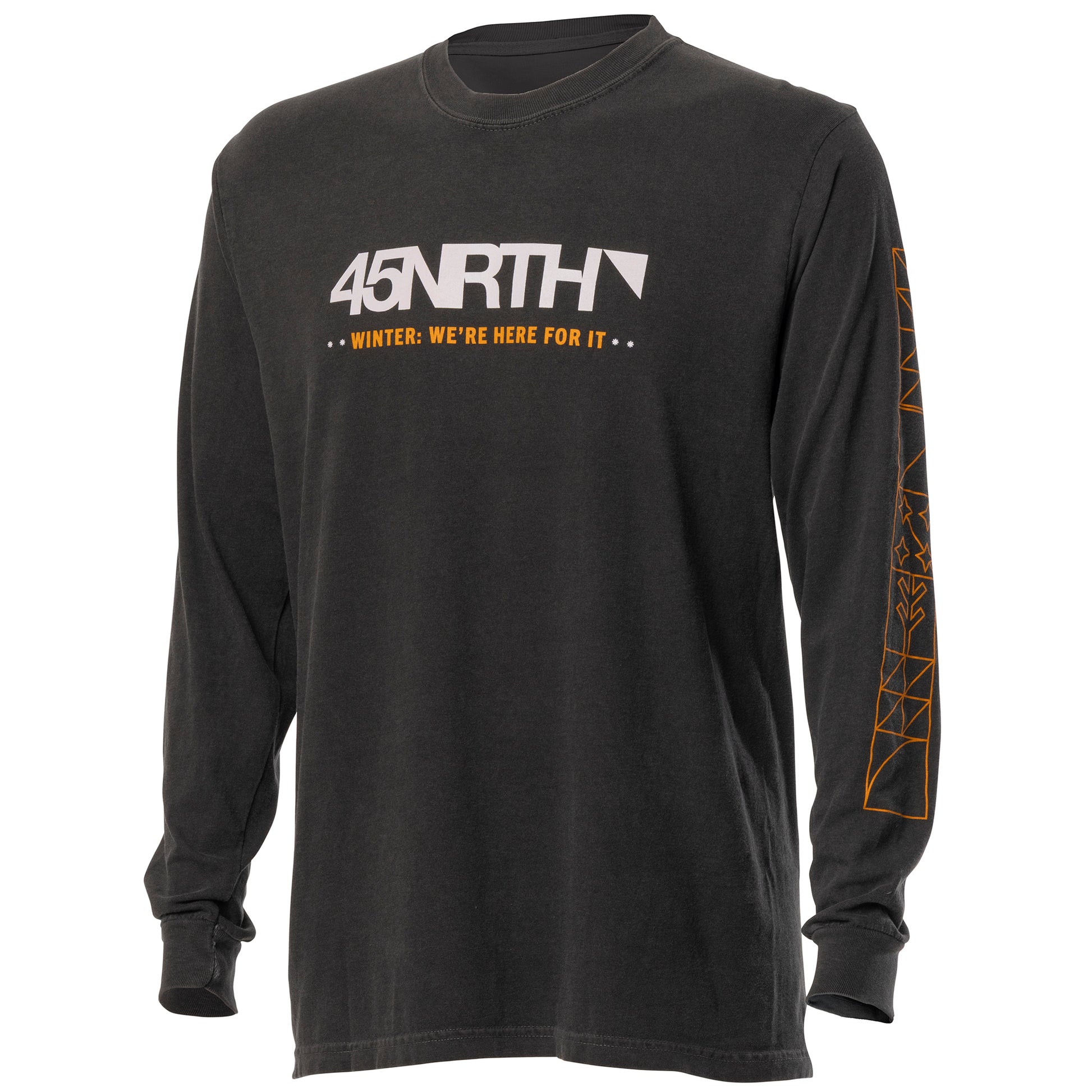 45nrth Winter We're Here for It Long Sleeve Shirt - Black - Front Three Quarter View