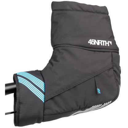 45nrth Cobrafist Pogies - Black - Top view of one side on handlebars