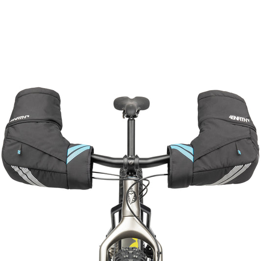 45nrth Cobrafist Pogies - Black - Front view on handlebars