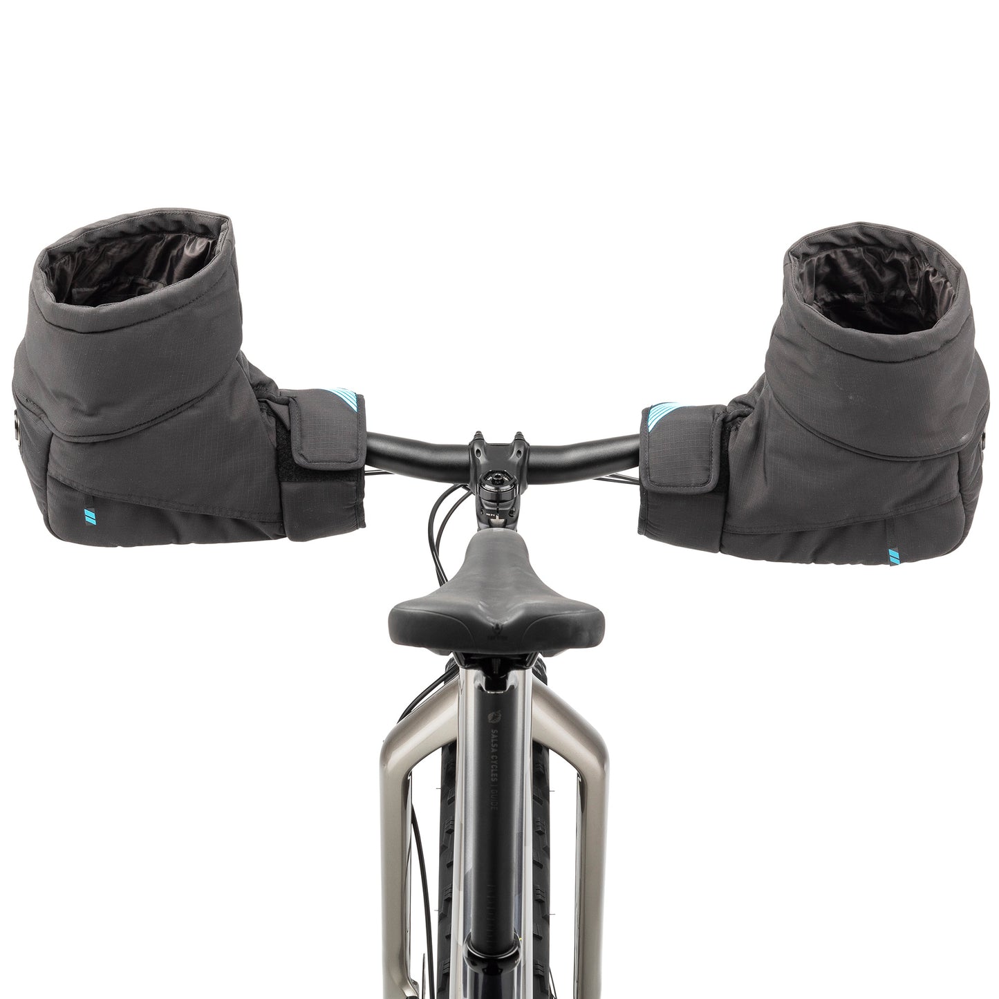 45nrth Cobrafist Pogies - Black - Back view on handlebars