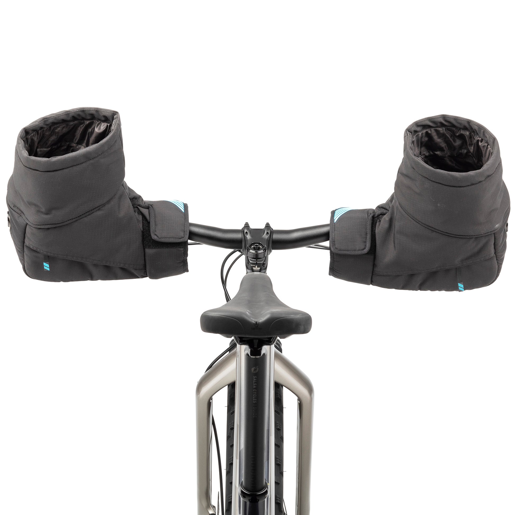 45nrth Cobrafist Pogies - Black - Back view on handlebars