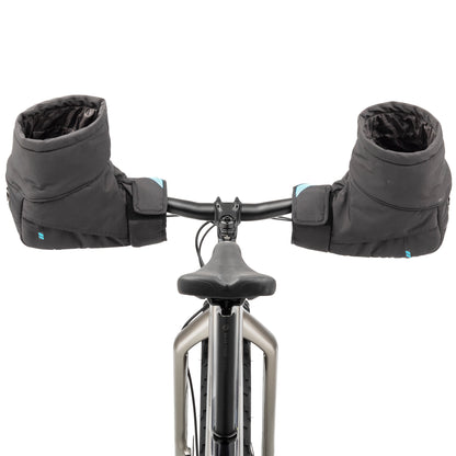 45nrth Cobrafist Pogies - Black - Back view on handlebars