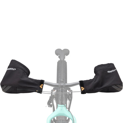 45nrth Draugenklaw Flat Bar Pogies - Black - front view on handlebars